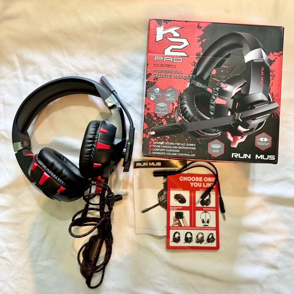 K2 Pro Gaming Headset - Black and Red